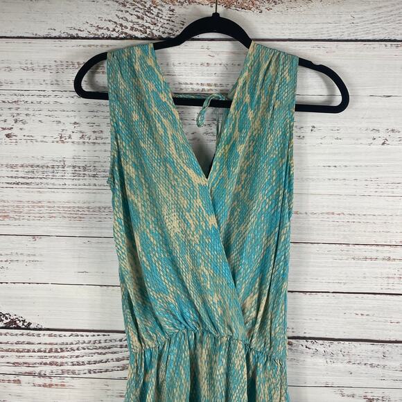 $217 Karina Grimaldi Women's Size S Turquoise Snake Print Silk Azalea Mini Dress - Picture 3 of 9